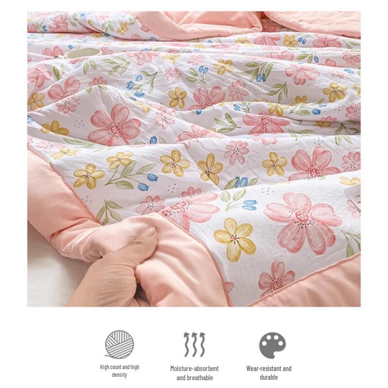 Jie Li Ya Ice Silk Summer Quilt - Pink Floral (150x200cm)