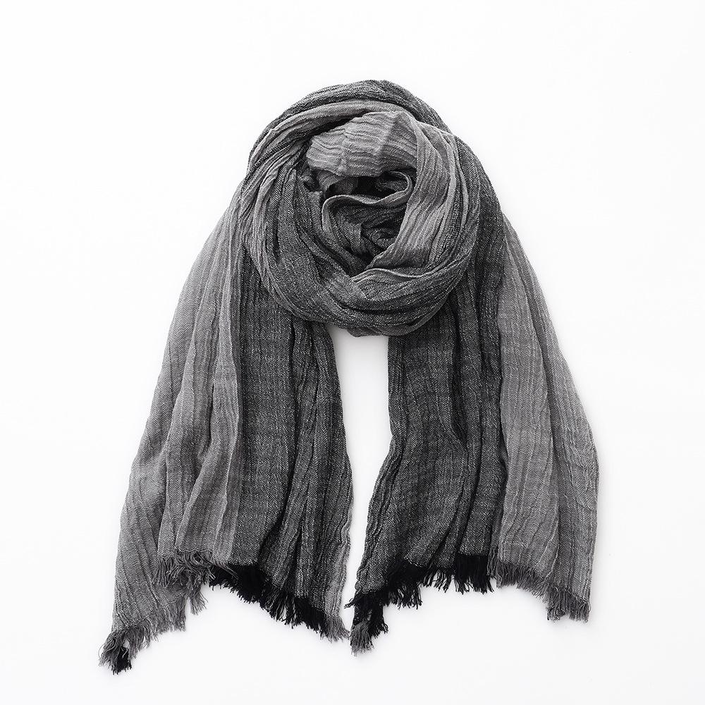 Japanese Two-Tone Cotton Linen Scarf - Unisex Autumn/Winter Fashion