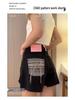 High-Waisted Vintage Ripped Black Denim Shorts - Women's 2025 Wide-Leg Summer Collection.