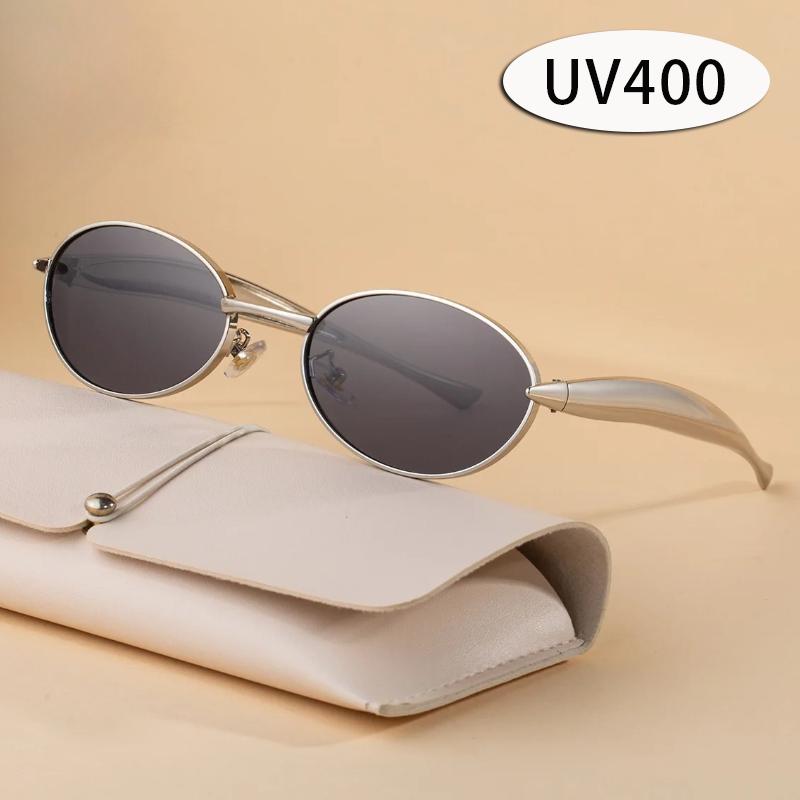 Oval Small Frame Sunglasses Women'S Men'S Retro Sunshade Uv Sun Glasses Luxury Brand Designer Punk Popular Metal Eyeglasses