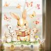 New 2026 Easter Bunny Static Cling Window Sticker for Glass Decoration Reading Companion