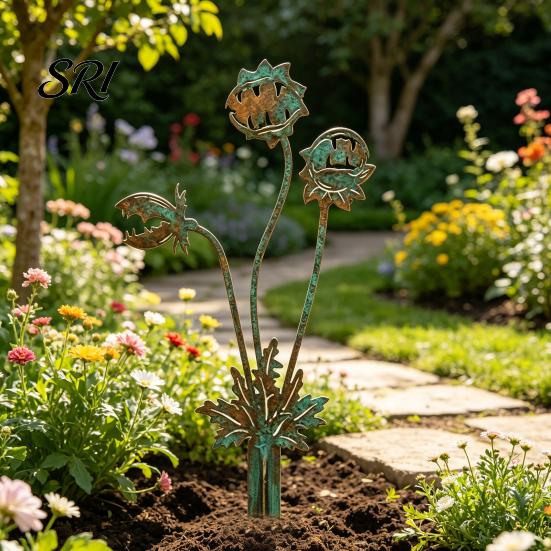 Whimsical Garden Stake Carnivorous Plant Decoration Rusty 2D Flat Flytrap Sculpture for Yard Art Lawn Flower Bed Planter Unique