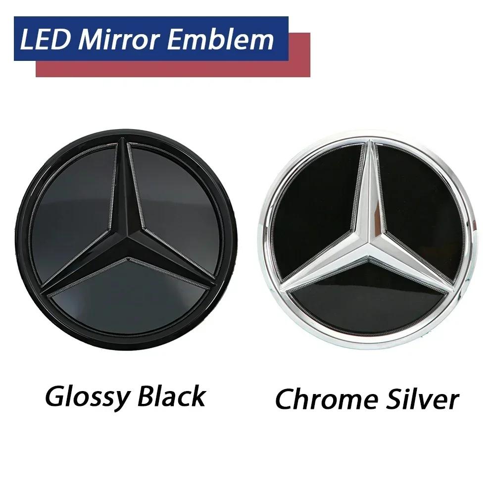Hot Car Sticker LED Emblem Glossy Black Silver OE Style Front Grille Star Emblem For Mercedes Benz A/B/C/E/S/R/ML/SL-Class Borde