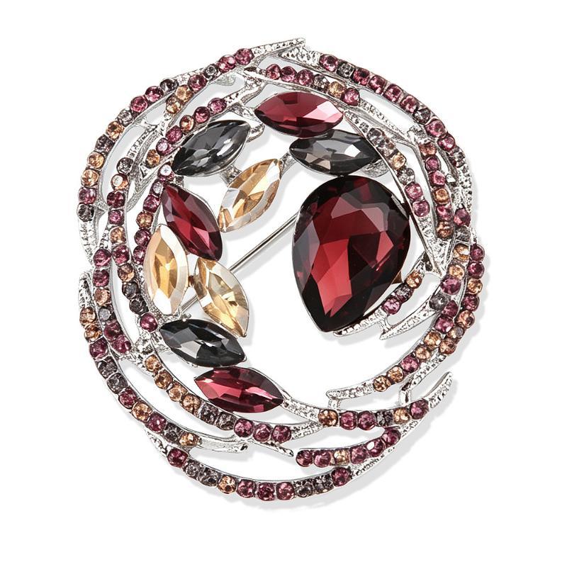 Elegant Crystal Rhinestone Circle Brooch Delicate Lapel Pin for Women Mother's Day Birthday Jewelry Gift
