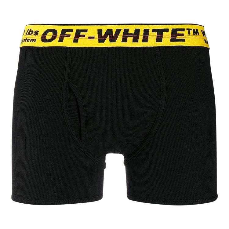 

Off-White Single Pack Boxer Black Men Bottoms Black Yellow OMUA003E191850321060 XS