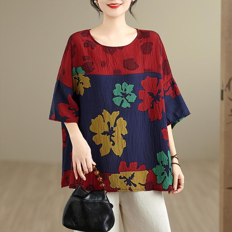 DIMANAF 2026 Women Plus Size New T-Shirt Print Loose Casual O-Neck Lady Tops Tees Shirts Oversize Summer