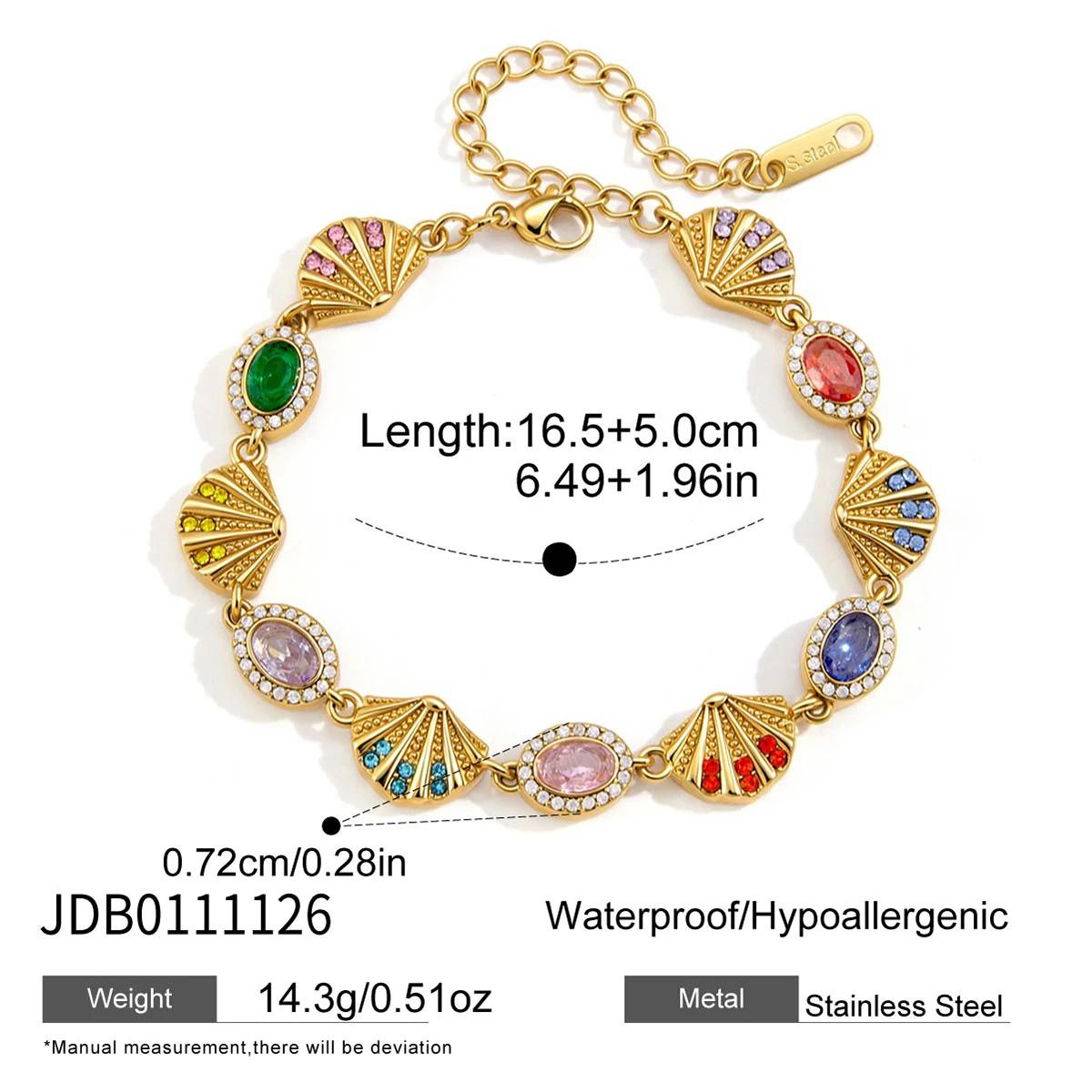 Multicolor Crystal Shell Starfish Conch Bracelet For Women 18K Gold PVD Plated Stainless Steel Bracelet Fashion Jewelry