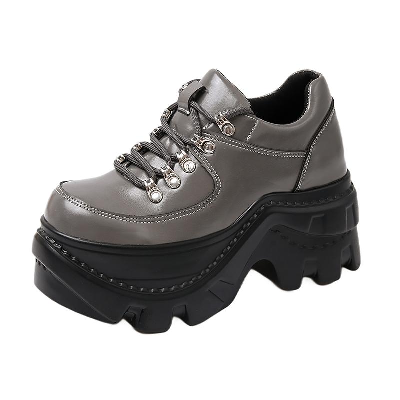 Mode 8cm Keilabsatz Dicke Sohle Mode Punk Schuhe Frau Mode Schwarze Gothic Stiefel Frauen Damen Hohe Plateau Flats Herbst 2025
