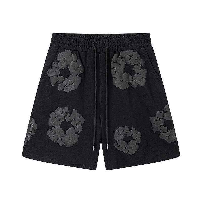 New Trendy Short-sleeved Short-pants Set with Foam Printing - Suitable for Both Men and Women, for Casual Wear.