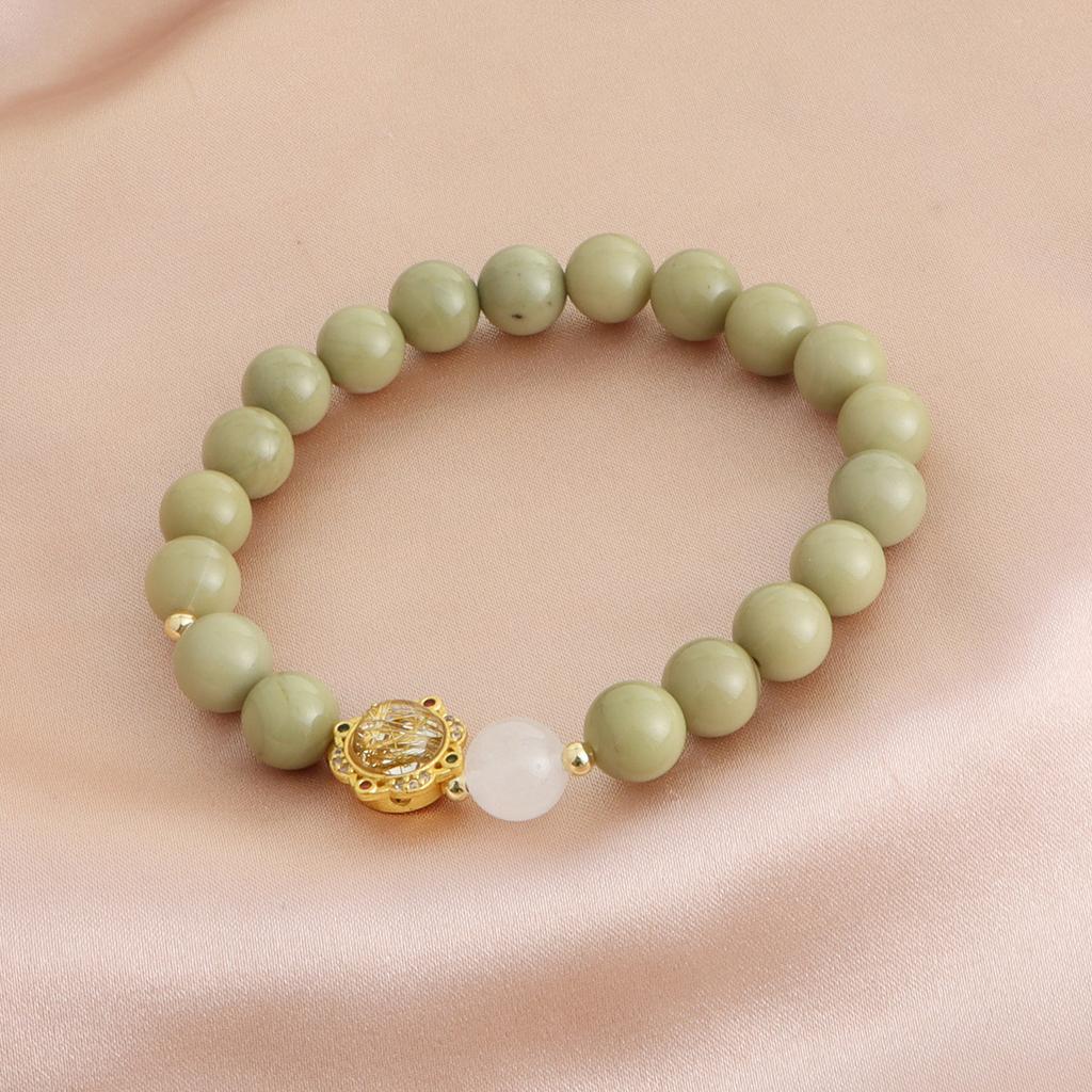 Natural Alxa Avocado Crystal Bracelet National Style Versatile Bracelet Girlfriend Gift Live