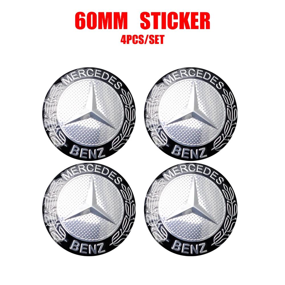 56/60/65mm Aluminum Auto Wheel Center Cap Stickers Benz Badge Tire Accessories For Mercedes Benz G S R C E B A Class E300 S200