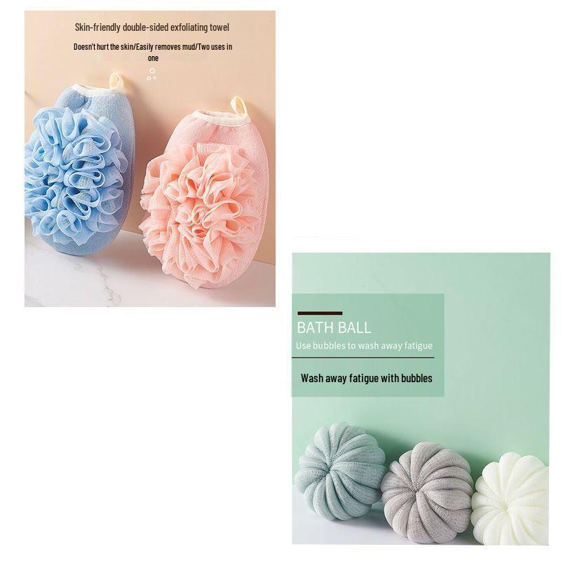 Double-Sided Exfoliating Bath Gloves & Scrubbing Towel Set for Women