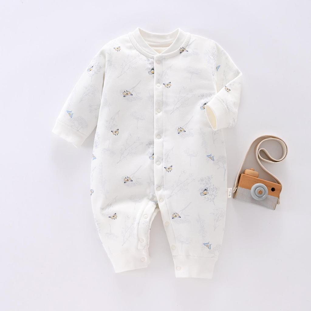 Baby Autumn/Winter 40g Padded Newborn A-Class Romper: Thin Cotton, Warm Crawling Outfit