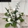 Red Floral Wedding Stage Backdrop with Artificial Flower Rows