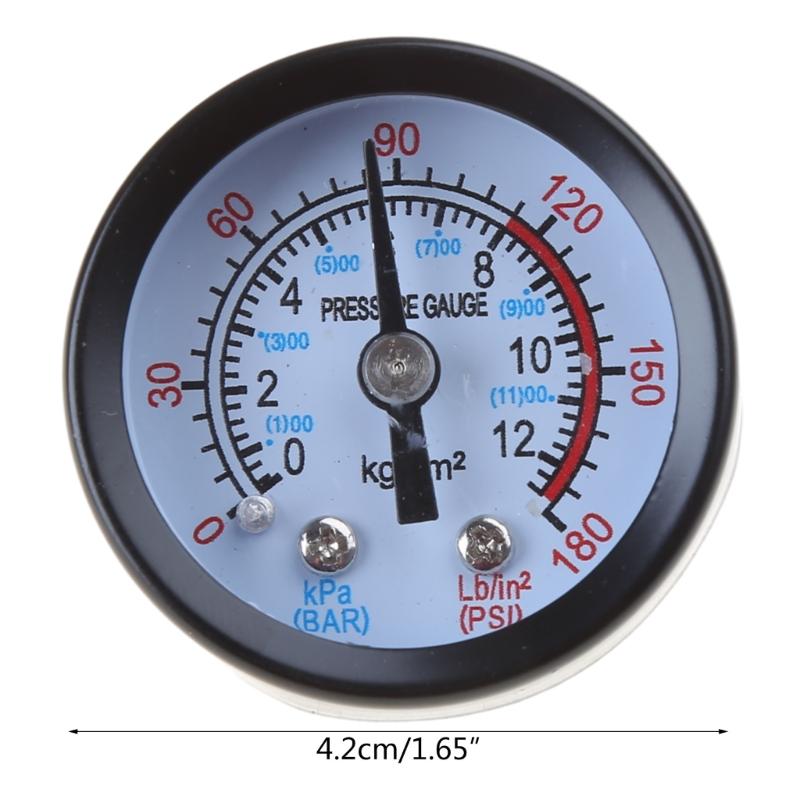 0~180PSI 0-12Bar Utility Air Pressure Gauge Fittings Connection for Air Compressor Water Oil Gas Diameter 4.2cm
