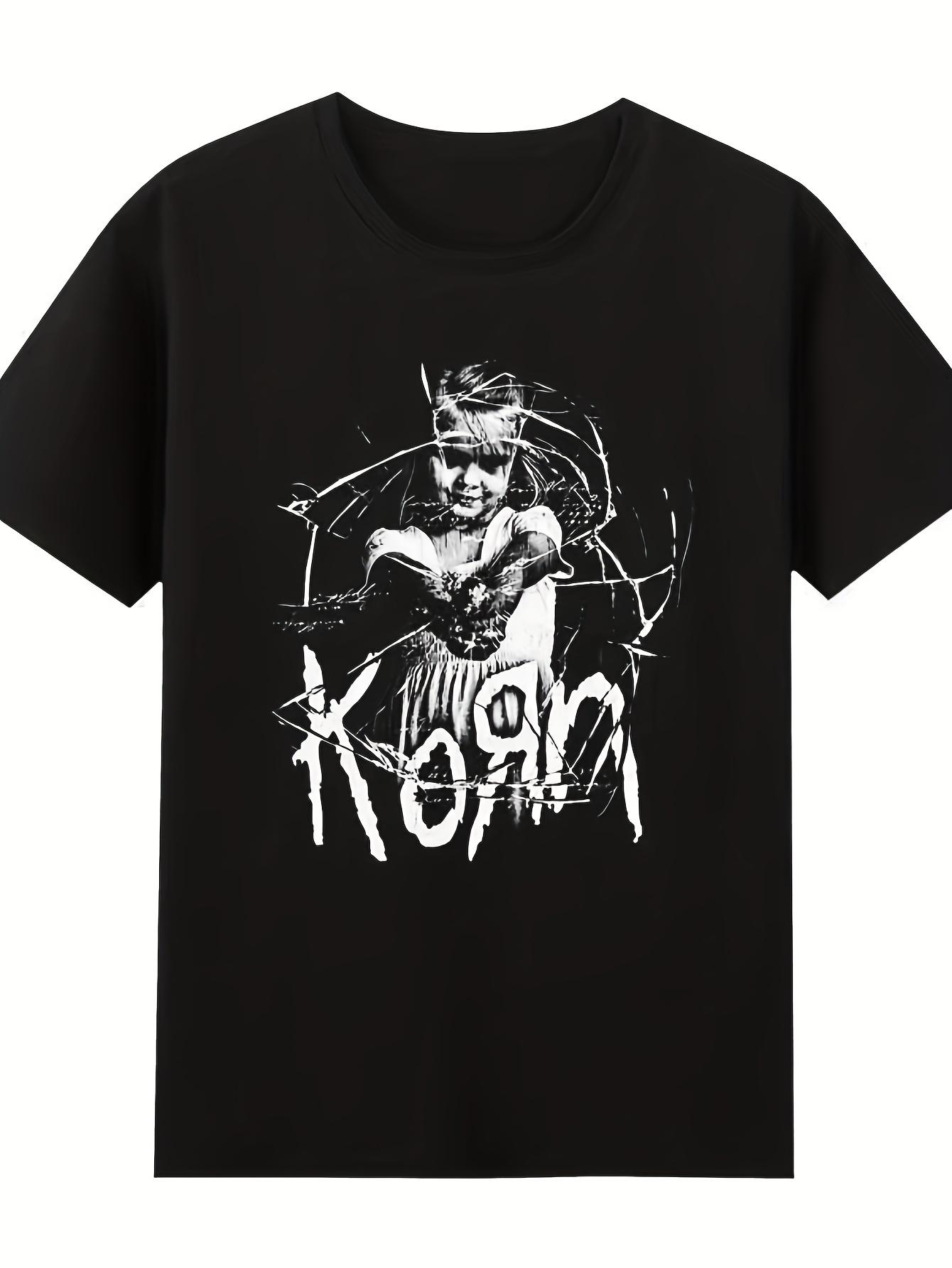 Korn Cohen Rock Band Graphic T-shirt - Black Short Sleeve Crew Neck Tee with Korn Print S