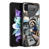 Mapache Hard PC Phone Case For Samsung Galaxy Z Flip 7 6 5 4 Black Cover For Galaxy Z Flip 3 Foldable Shell Fundas Capas Coque