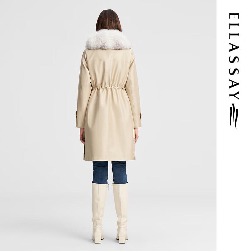 ELLASSAY Women's Elegant Goose Down Jacket with Snow Fox Fur Collar