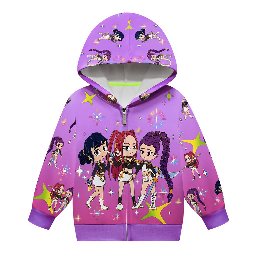 Dívčí mikina 3D kreslená bunda mikina hudba na zip s kapucí dlouhý rukáv topy