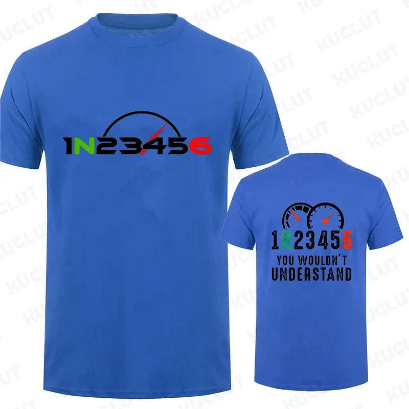 Casual Men T-Shirt Summer Short Sleeve Tees Shirt 1N23456 Motorcycle Gear Shift Biker Print Tops Fashion Men Street Clothing