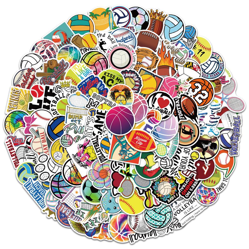 10 30 50 100PCS Ball Games Stickers Outdoor Sports Volleyball Football Baseball For Decoration Cartoon Graffiti Decal Sticker F5