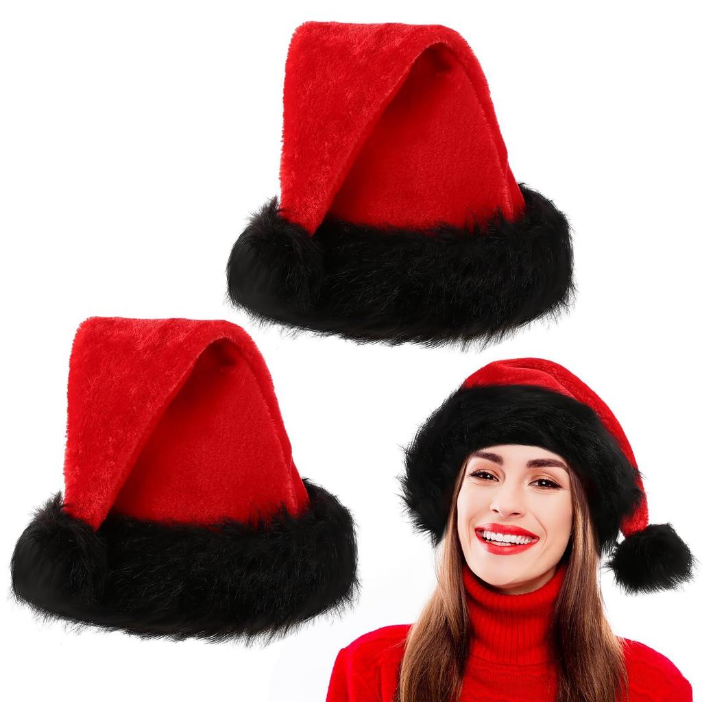 Christmas Hat Black Red Adult Christmas Hat New Year's Party