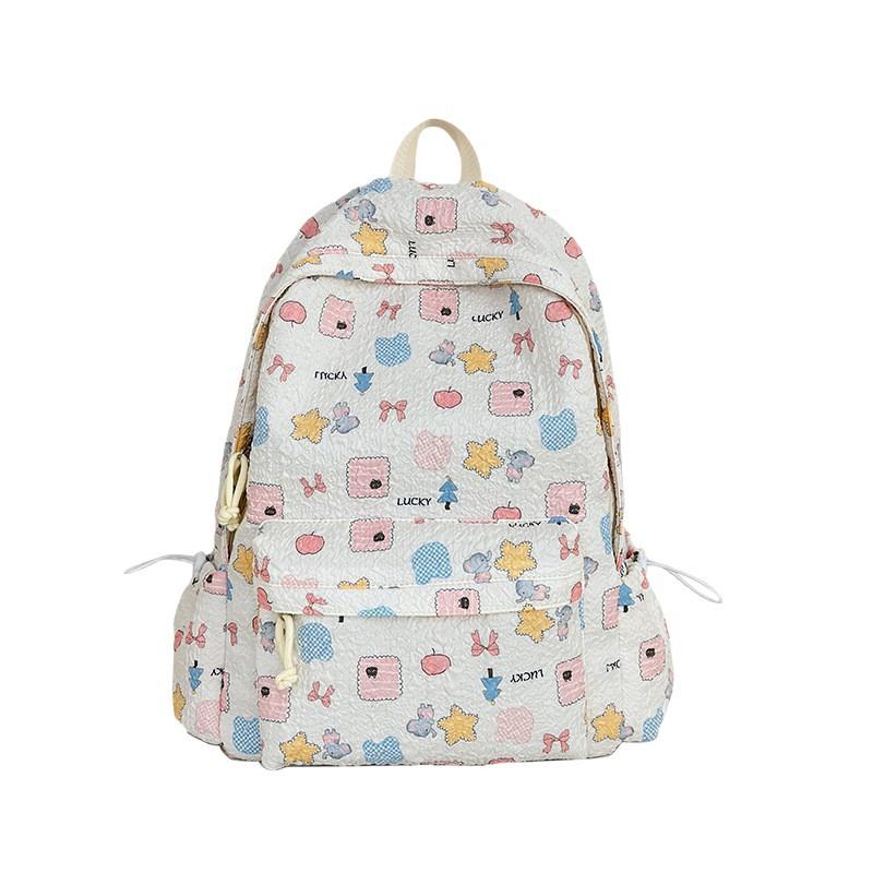 New Girl Cute Backpack Large Capacity Versatile Backpack Printed College Student Campus Style Backpack Sweet Backpack