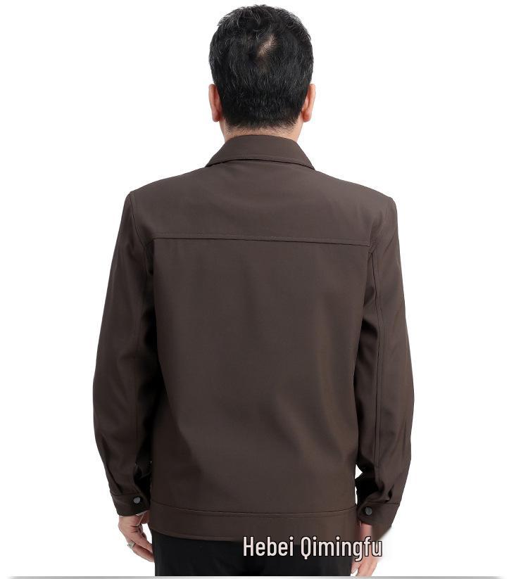 Férfi Tavaszi és Őszi Apa Hétköznapi Kabát - Középkorú és Idős, Hajtókás, Laza Szabású, Őszre és Télre Pamuttal Bélelt