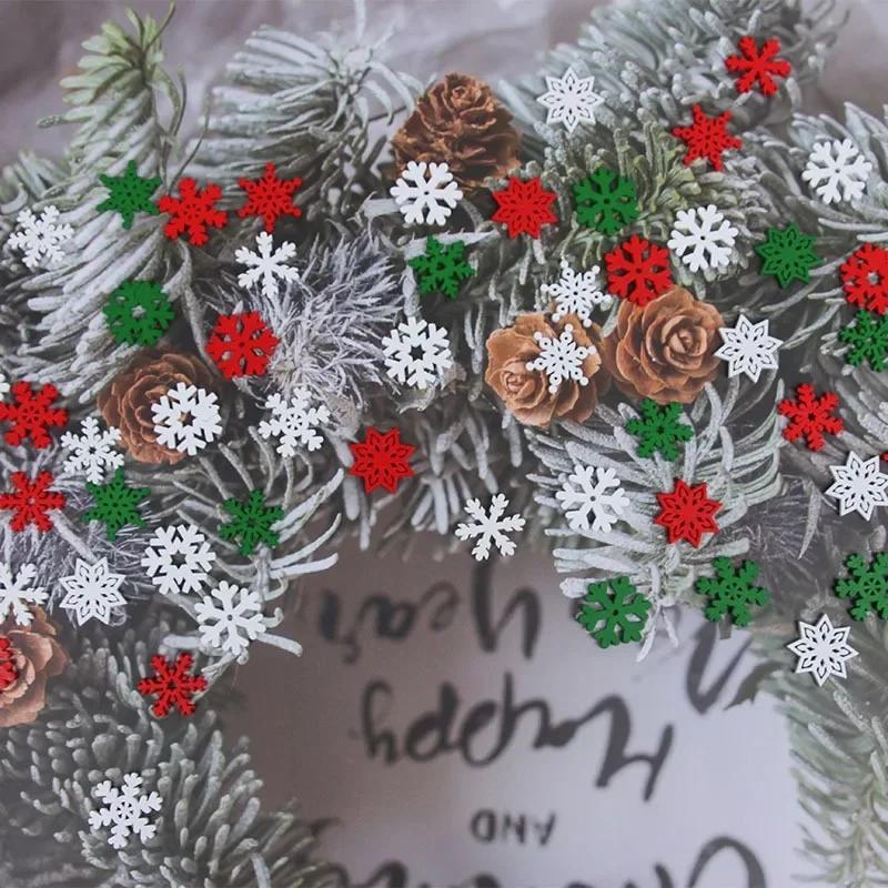 100 Pieces/pack23mm Christmas Snowflake Wood Chips Colorful Diverse New Year's Holiday Party Window Decoration Props Toys DIY