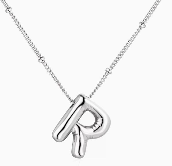LT-12056 Stainless Steel 18K Gold Balloon Letter Necklace Silver Bubbles 26 English Alphabet Pendants Jewelry