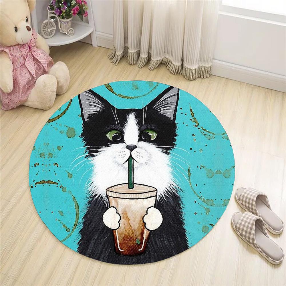 Cartoon Animal Head Floor Mat Round Pet Cute Rug Bedroom Living Room Korean Style Chair Rug Kids Carpets