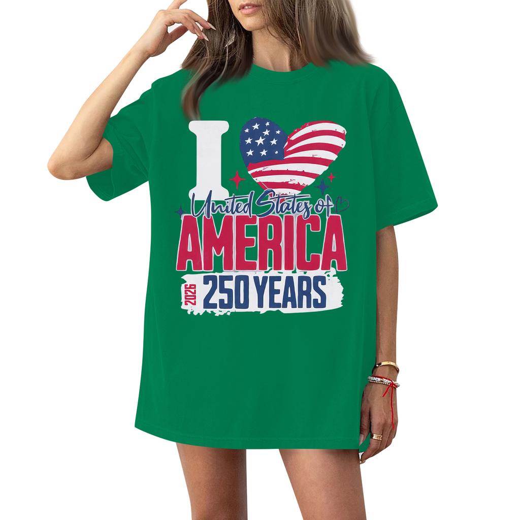 Damen Rundhals Bedrucktes Kurzarm T-Shirt Top