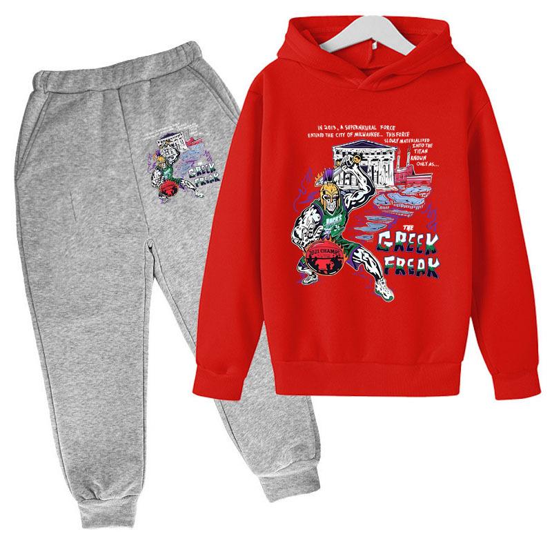 Autumn Winter Milwaukee Bucks "The Greek Freak" Supernatural Printed Hoodies Sweatpants Set Casual Warm Sports Long Sleeved Pants Men's Sport Wear