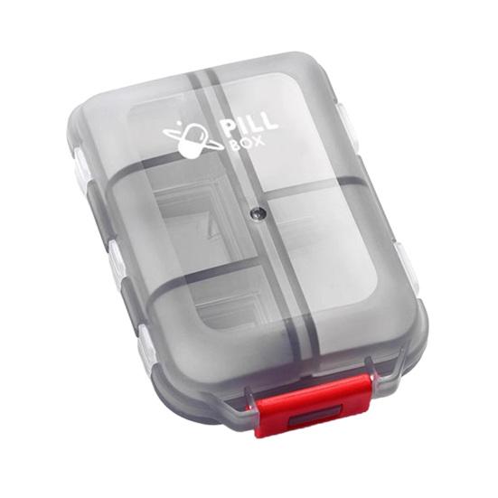 Pill Organizer Large Capacity with 10 Compartments Pill Box Portable Independent серый