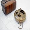 Brass Sundial Compass with Leather Case – 6 Cm Maritime Navigation Tool, Nautical Gift, Portable Pocket Sundial