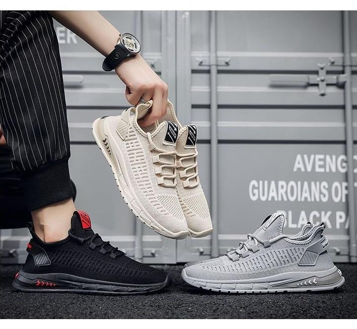 Flying Woven Men's Shoes Summer New Breathable Deodorant Mesh Shoes Men's Sneaker Korean-style All-match Casual Running Shoes