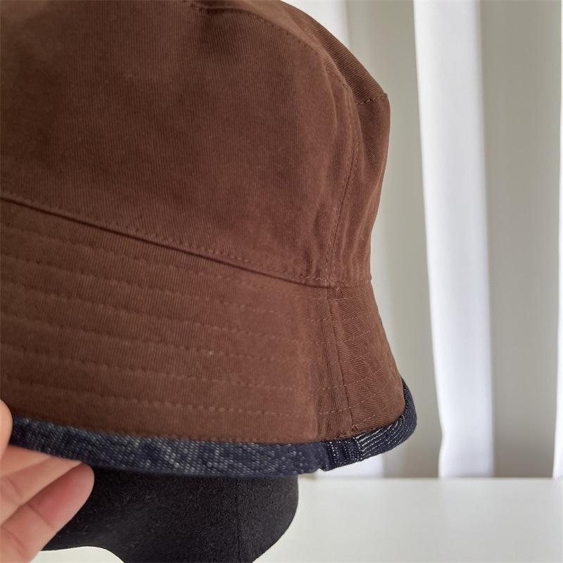 Autumn and winter new double-sided can wear solid color denim bucket hat women's casual fashion versatile sunscreen sunshade basin hat