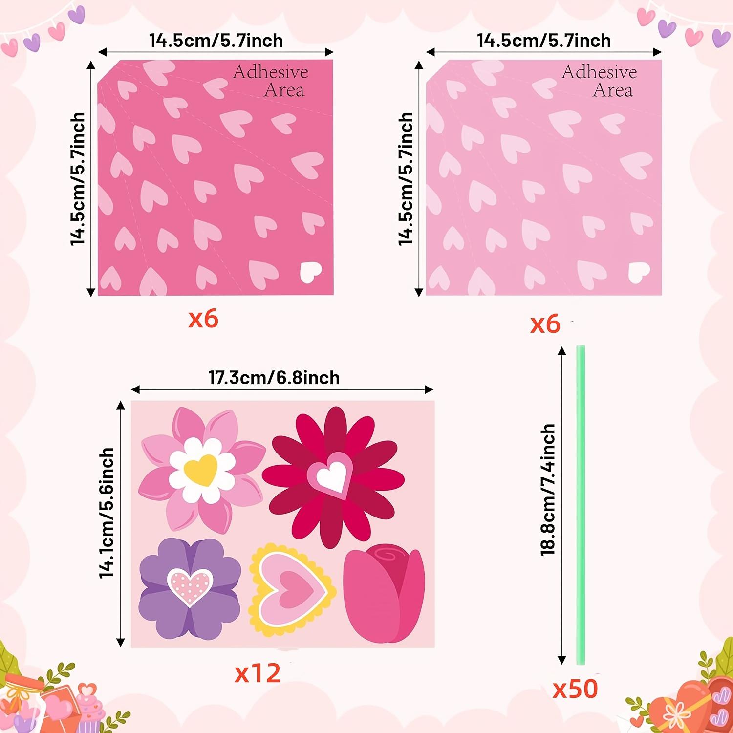 

74 mixed packs Valentine s Day pink bouquet card handmade set including 50 pipes and 12 flower cardboard love cardboard bouquet handmade set 74-piece mixed pack