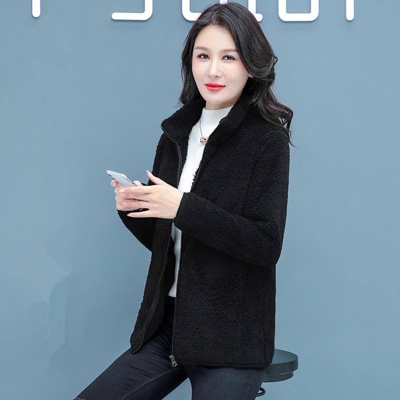

Женское зимнее утолщенное двухстороннее флисовое универсальное пальто, женская корейская мода, теплая куртка-кардиган с воротником-стойкой XXXXL чёрный