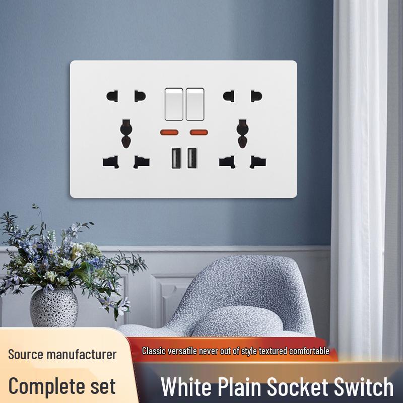 British 13A Multi-Hole Switch & Socket Panel with Type-C Fast Charge for Hong Kong & Macao