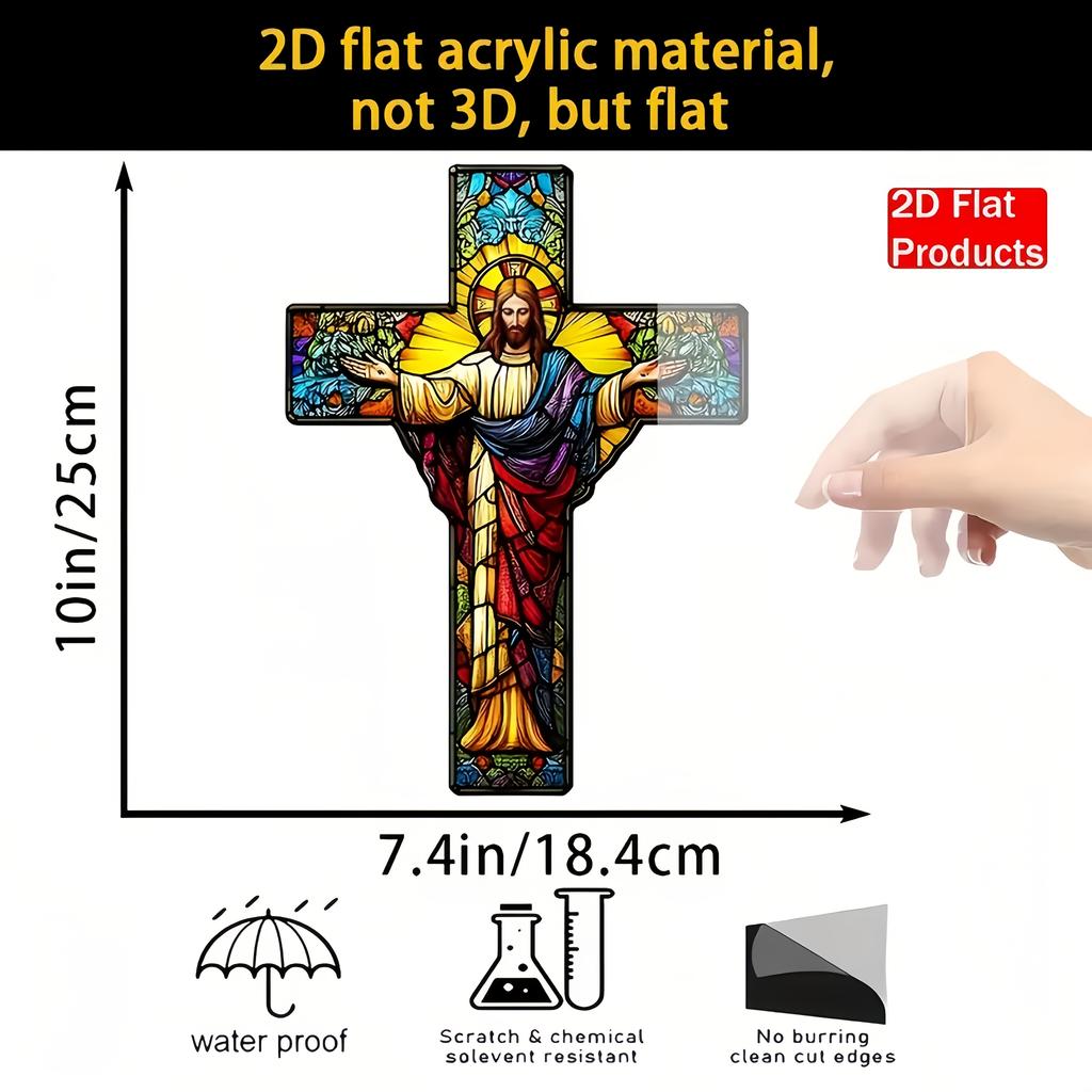 2D Flat Acrylic Cross Design, Indoor and Outdoor Decoration - No Battery/electricity Required, Free Day Decoration, Shop Decoration,