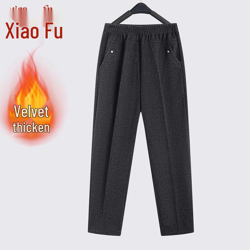 Women s Elastic High-Waist Plush Lined Tapered Wool Pants 4XL