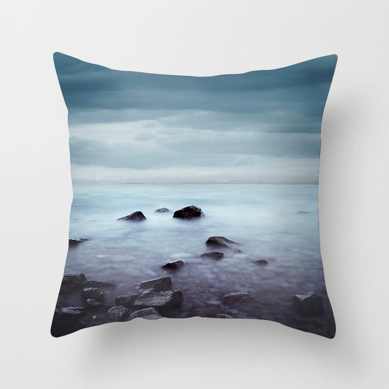 Modern Simple Landscape Car Print Sofa Pillow Cushion Cover Home Soft Furnishings