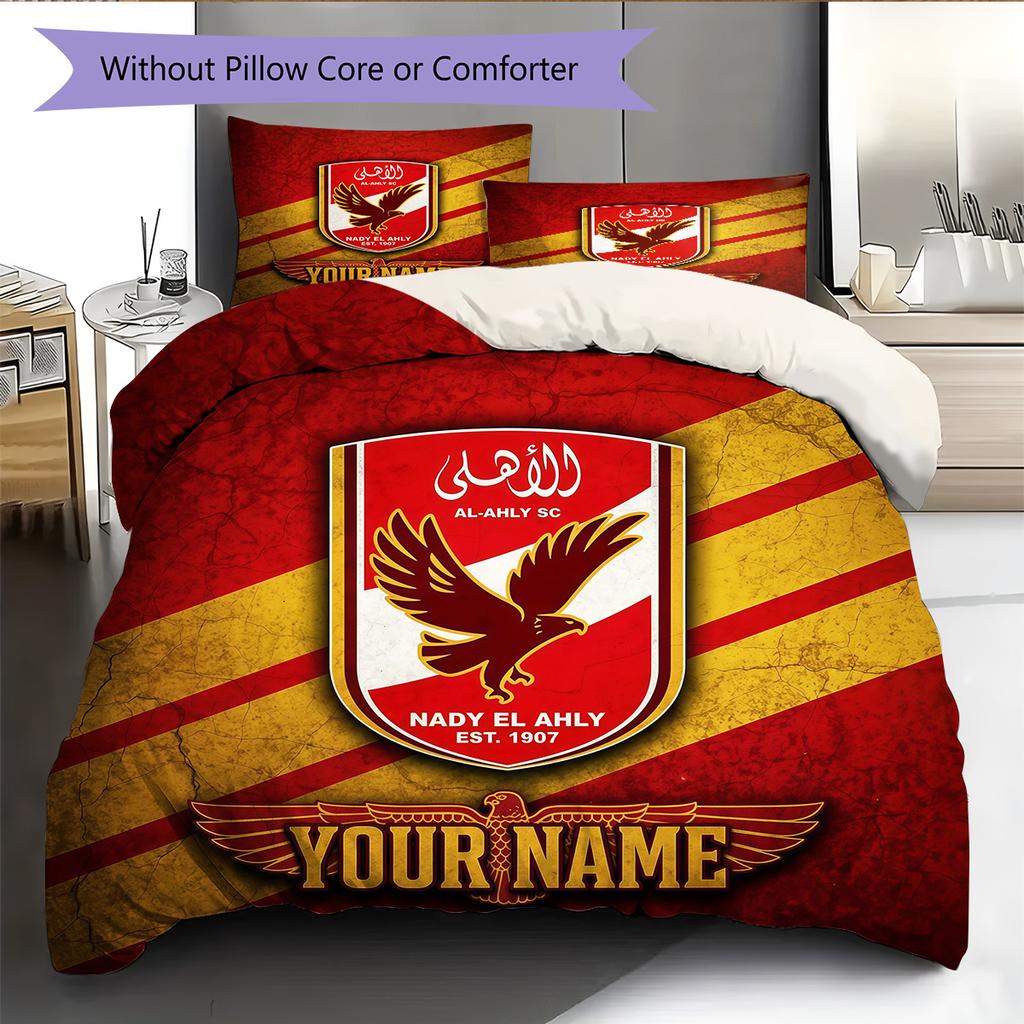 Custom Name Al Ahly SC Pattern Bedding Quilt Set  Home Decoration  Gift (1 * duvet cover + 2 * pillowcase  without core)