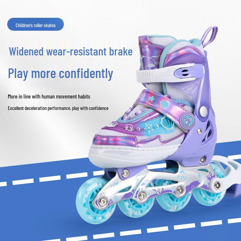 Adjustable Kids' Rollerblades - Beginners' Inline Skates with Glow-in-the-Dark Anti-Slip Wheels