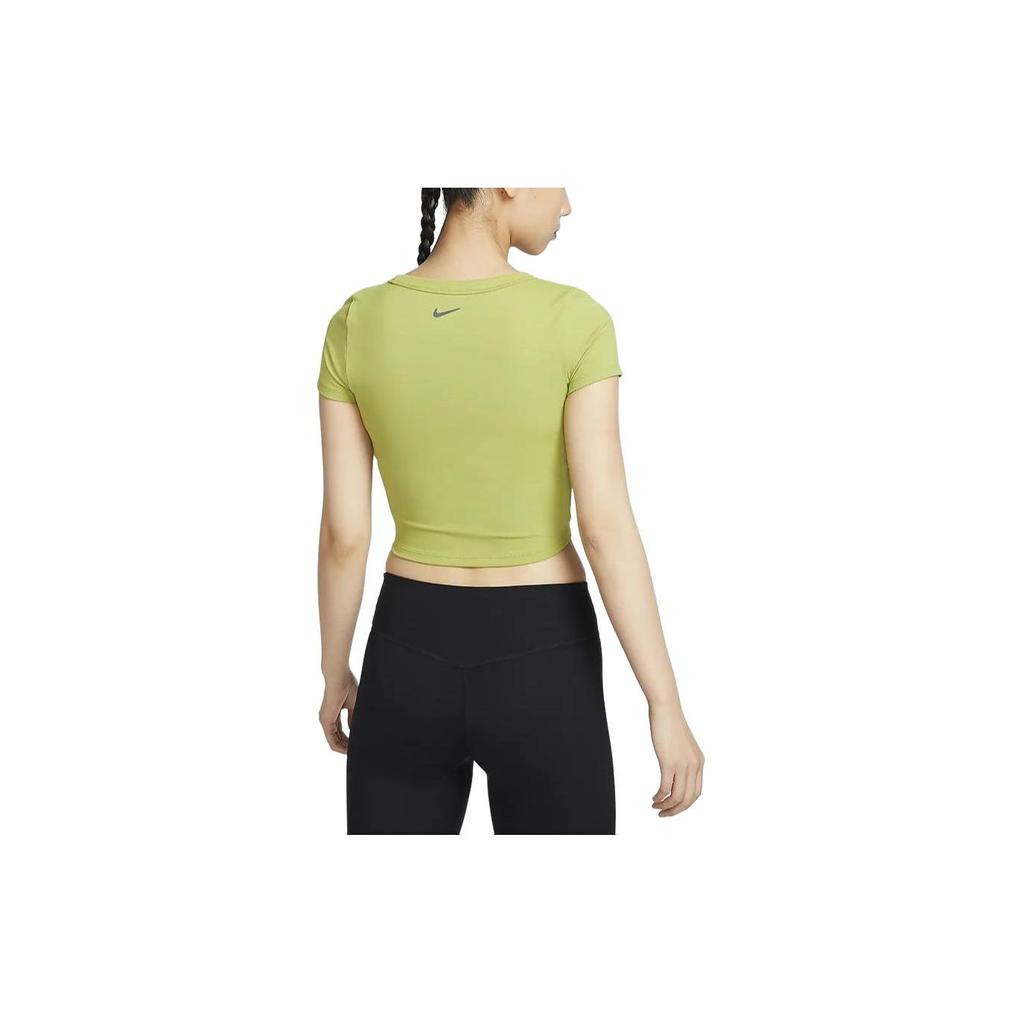 Nike One Fitted Dri-FIT Solid Color Crew Neck Slim Fit Casual Quick-Dry Crop Top Short Sleeve T-Shirt Women Tops Pear-Green FN2805-377