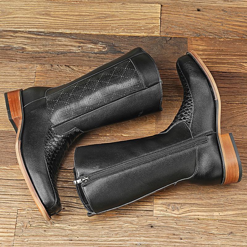Fashion High Top Shoes New Fashion Mens Four Seasons Ankle Boots Leisure Thick Soled Casual Mid-Calf Boots Street Style Man Cowboy Shoes