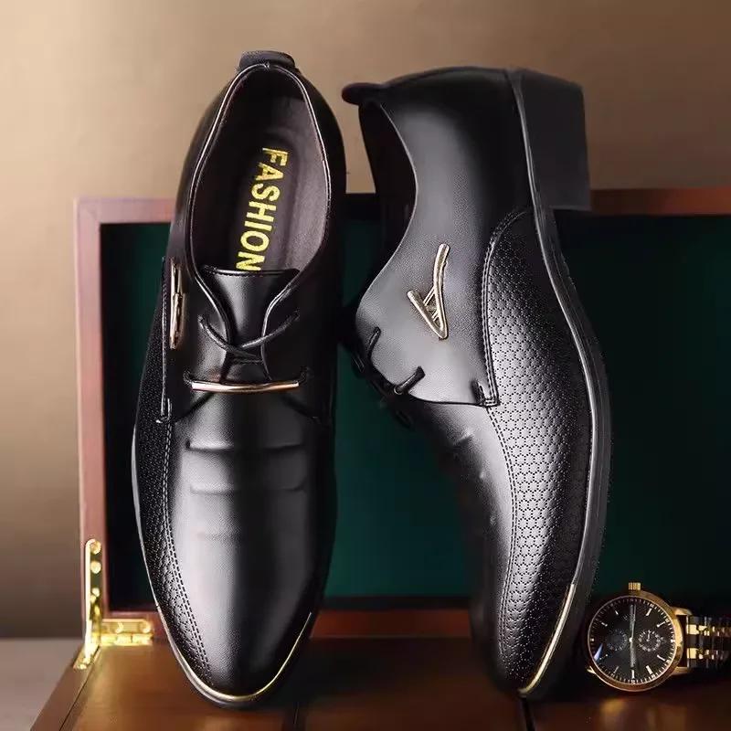 FashionPointed Toe Brown Dress Shoes Man Black Social Shoe for Men Italian Cheap Clearance Legitimate Leather 39 High Quality Fashion
