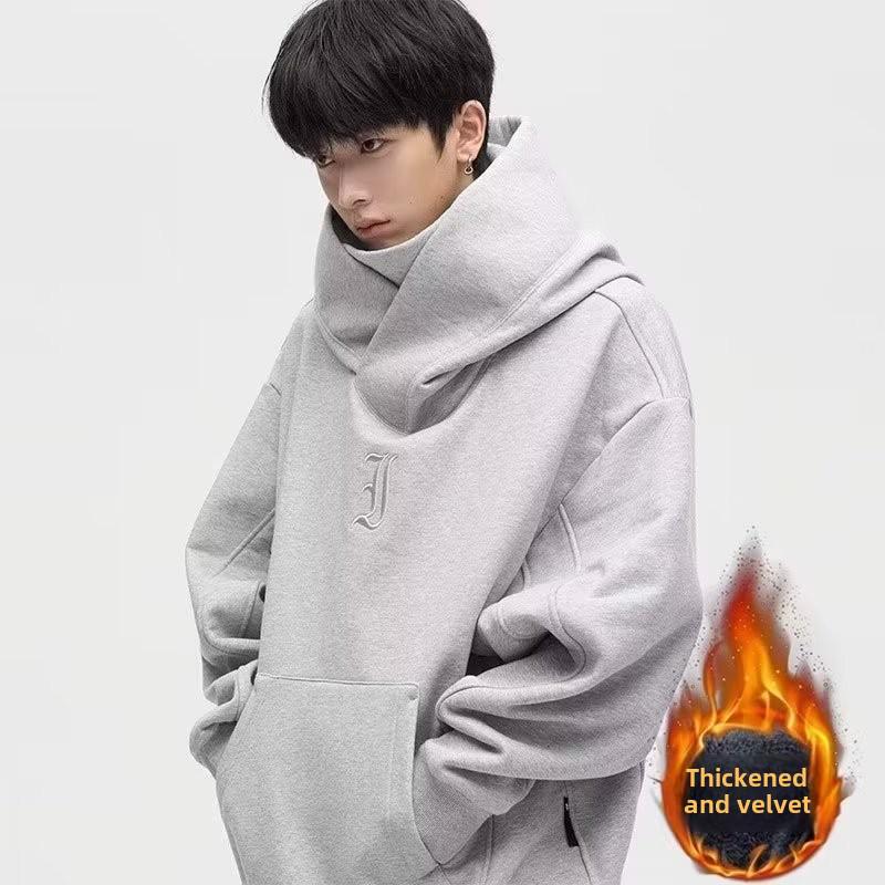 Heavyweight Ninja Society Horror Kapuzenpullover mit hohem Kragen: Samtgefütterter Pullover für Herren/Damen für Herbst und Winter