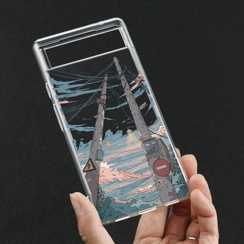 

INS Korean Sunset Scenery Clear Phone Case for Google Pixel 9 Pro XL 8A 7A 6A 6 7 8 Pro 5G Soft Transaprent Cover Funda Coque Pixel 7Pro
